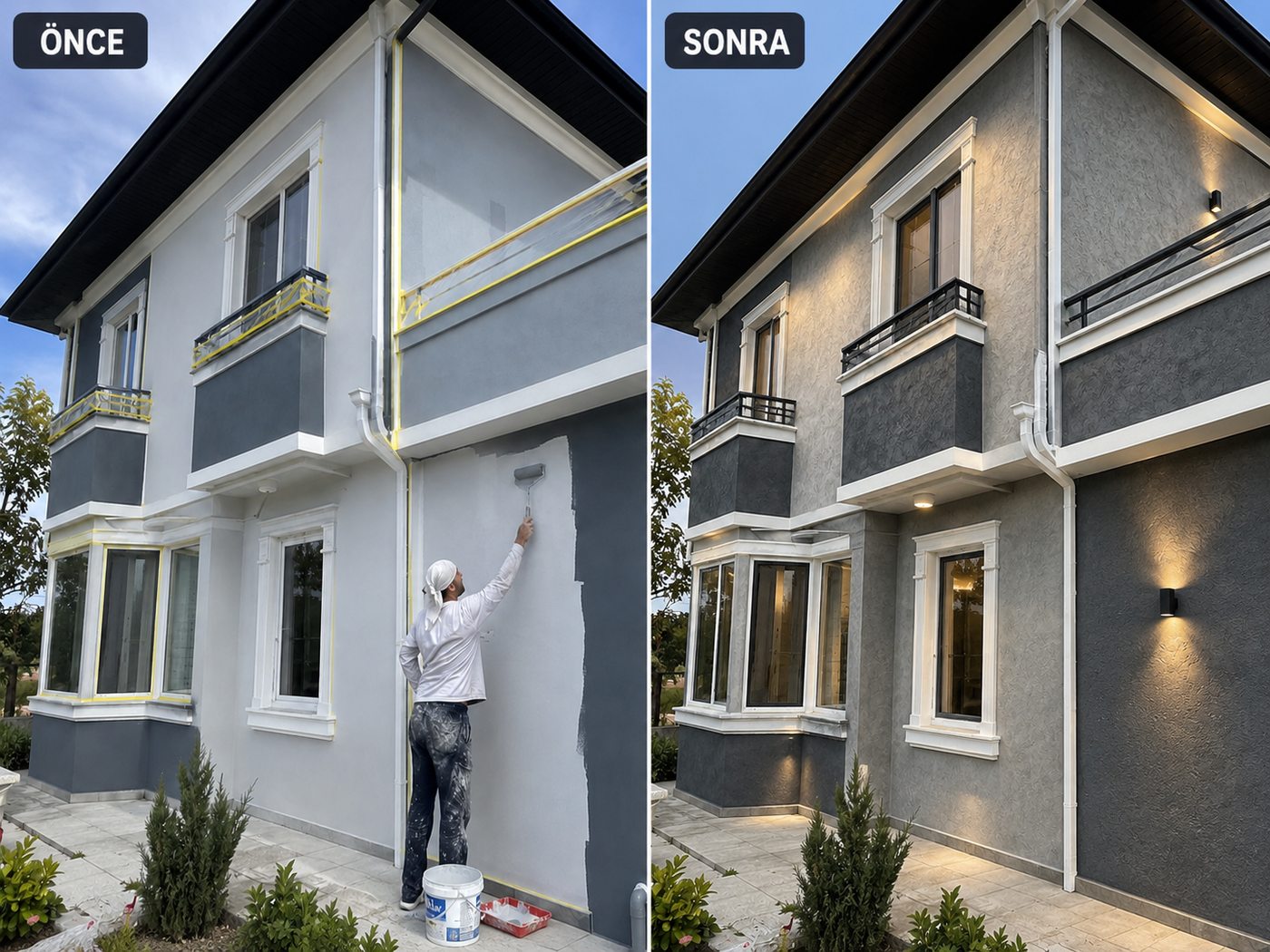 Buca dış cephe boya öncesi ve sonrası